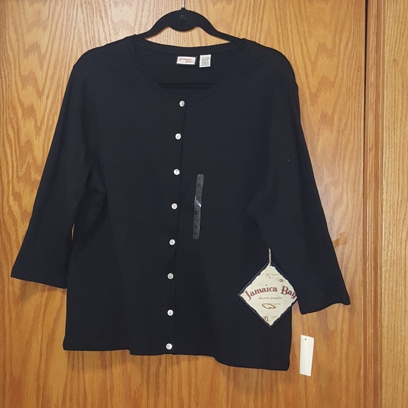 Jamaica Bay Sweaters - Jamaica Bay Black Cotton Cardigan XLarge